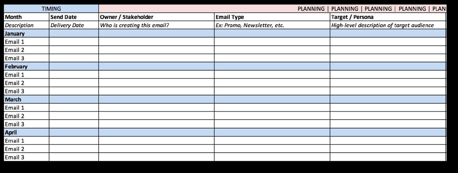 email calendar template