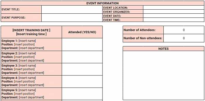 employee absence calendar template