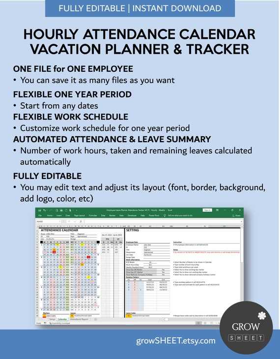 employee attendance calendar template