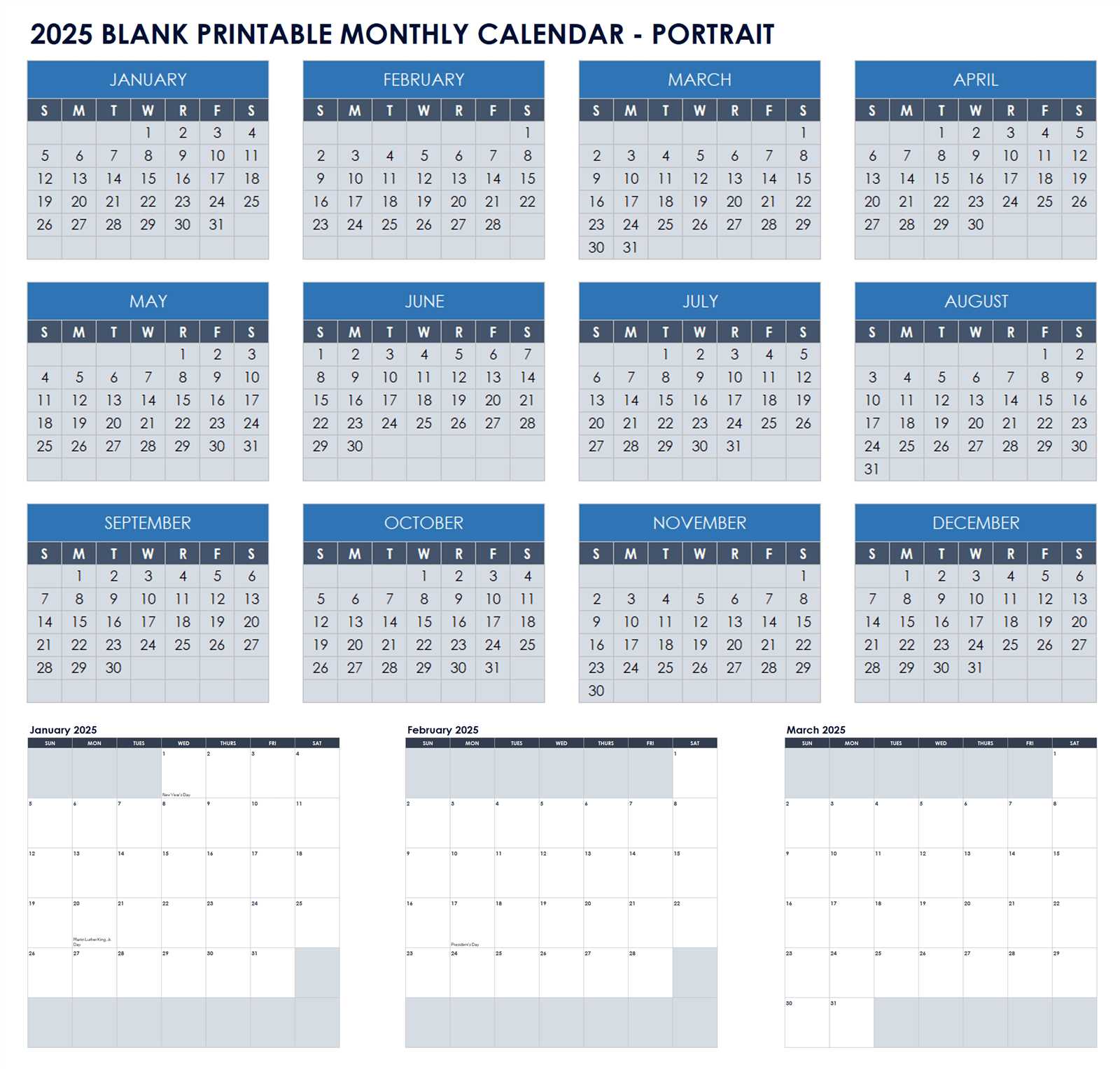 employee calendar template 2025