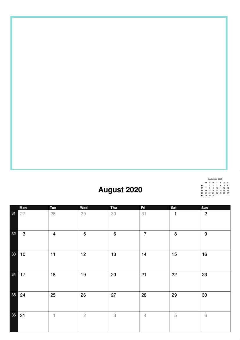 empty calender template