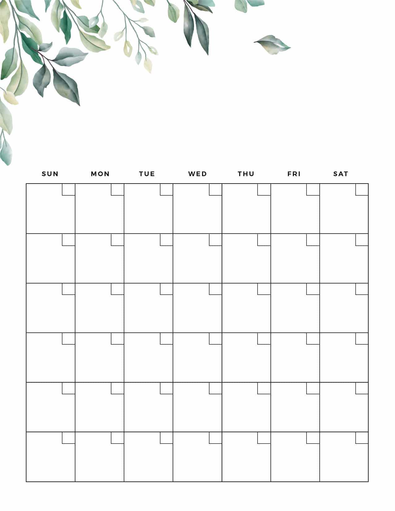 empty month calendar template