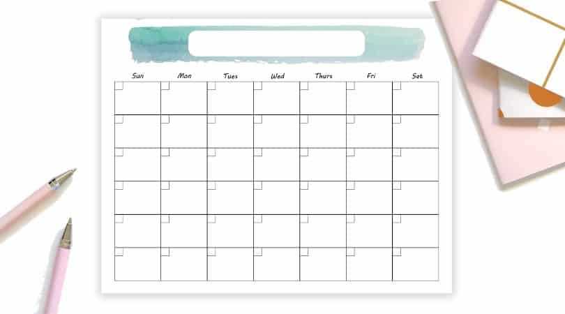 empty month calendar template