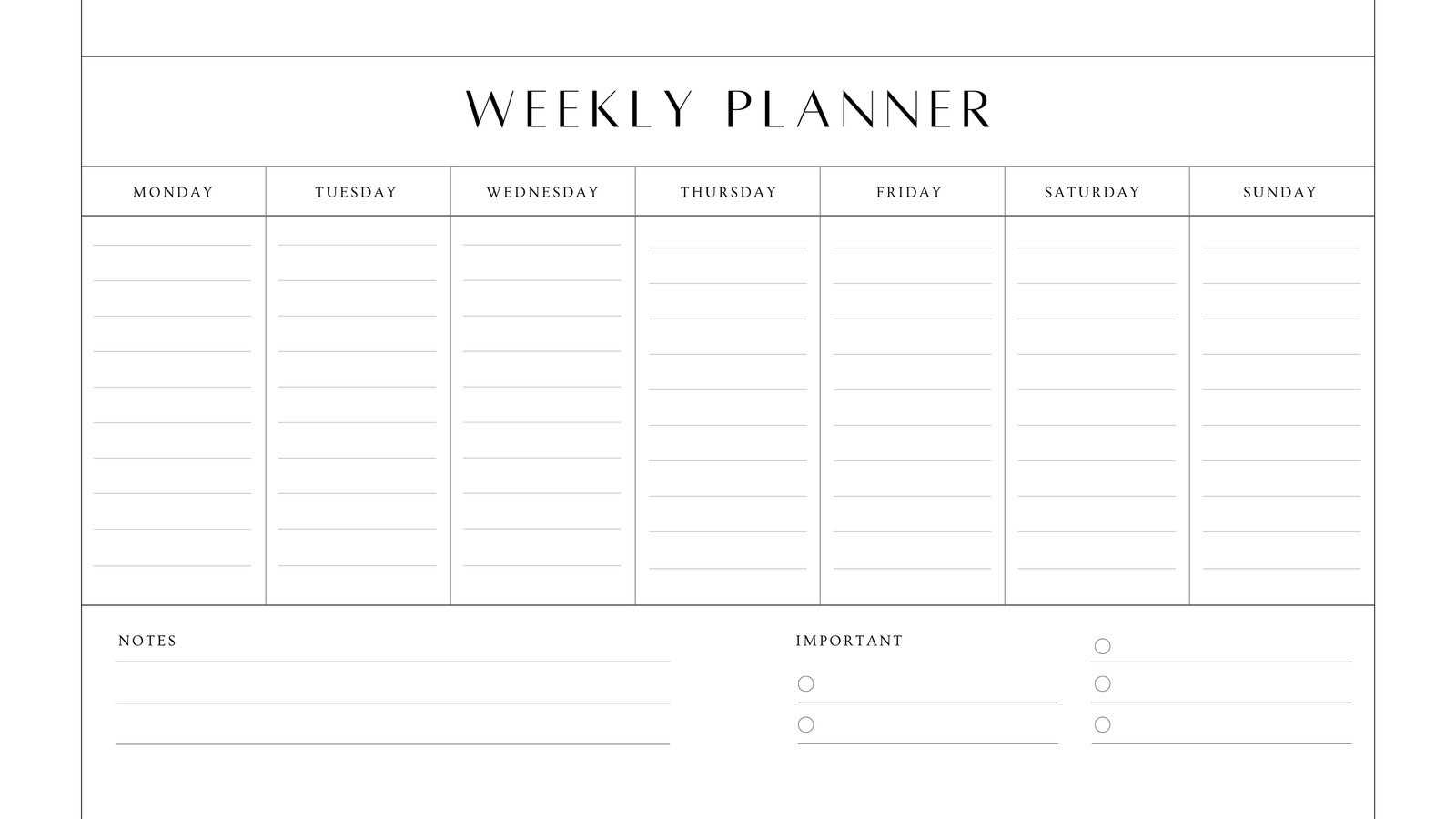 empty week calendar template