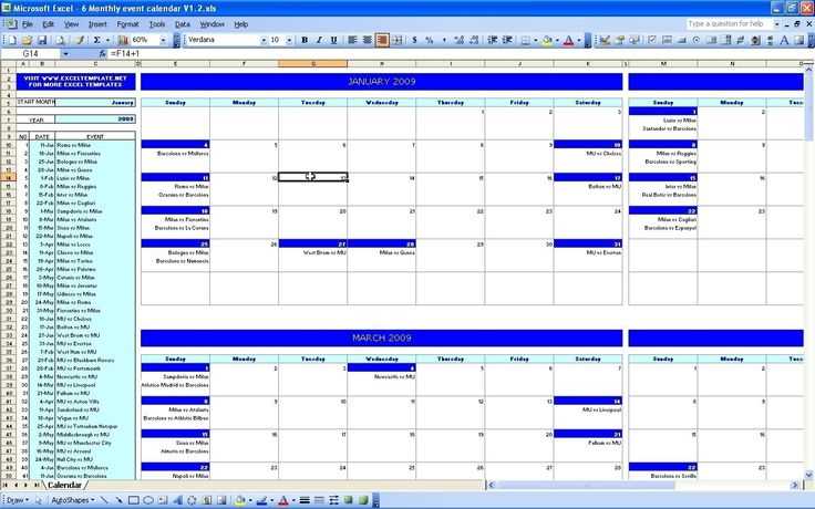 event calendar spreadsheet template