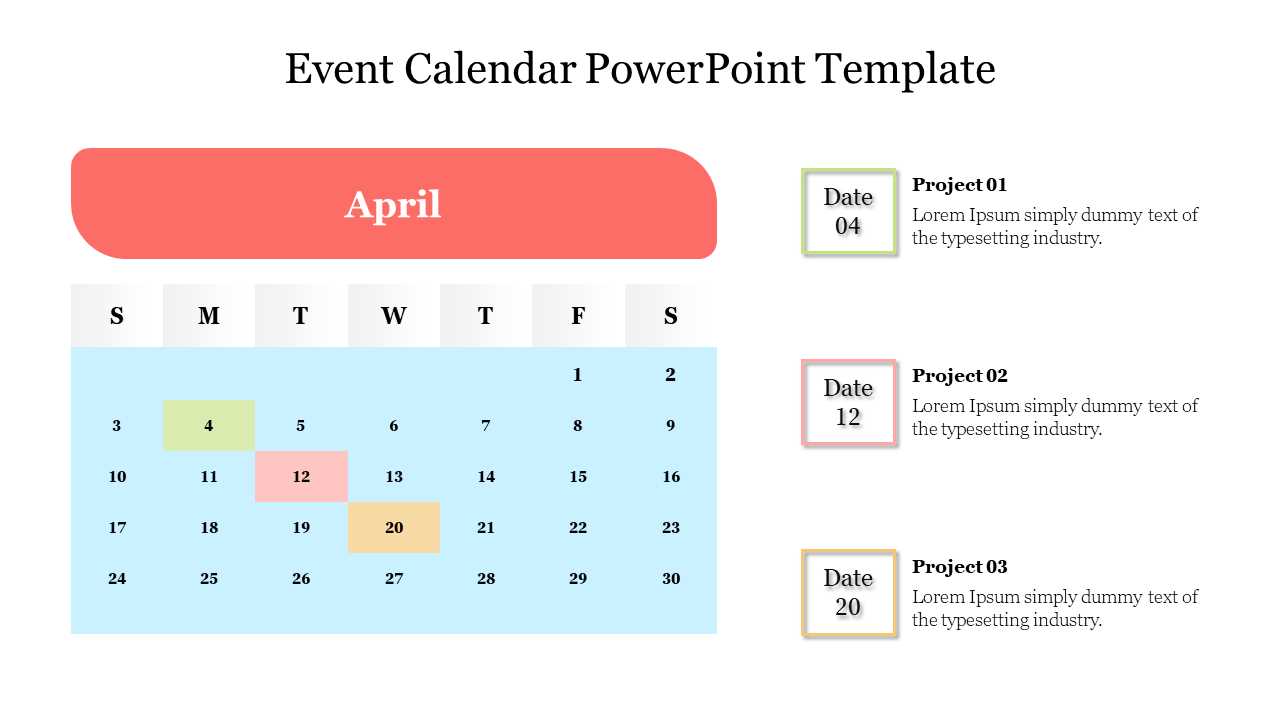 event schedule calendar template