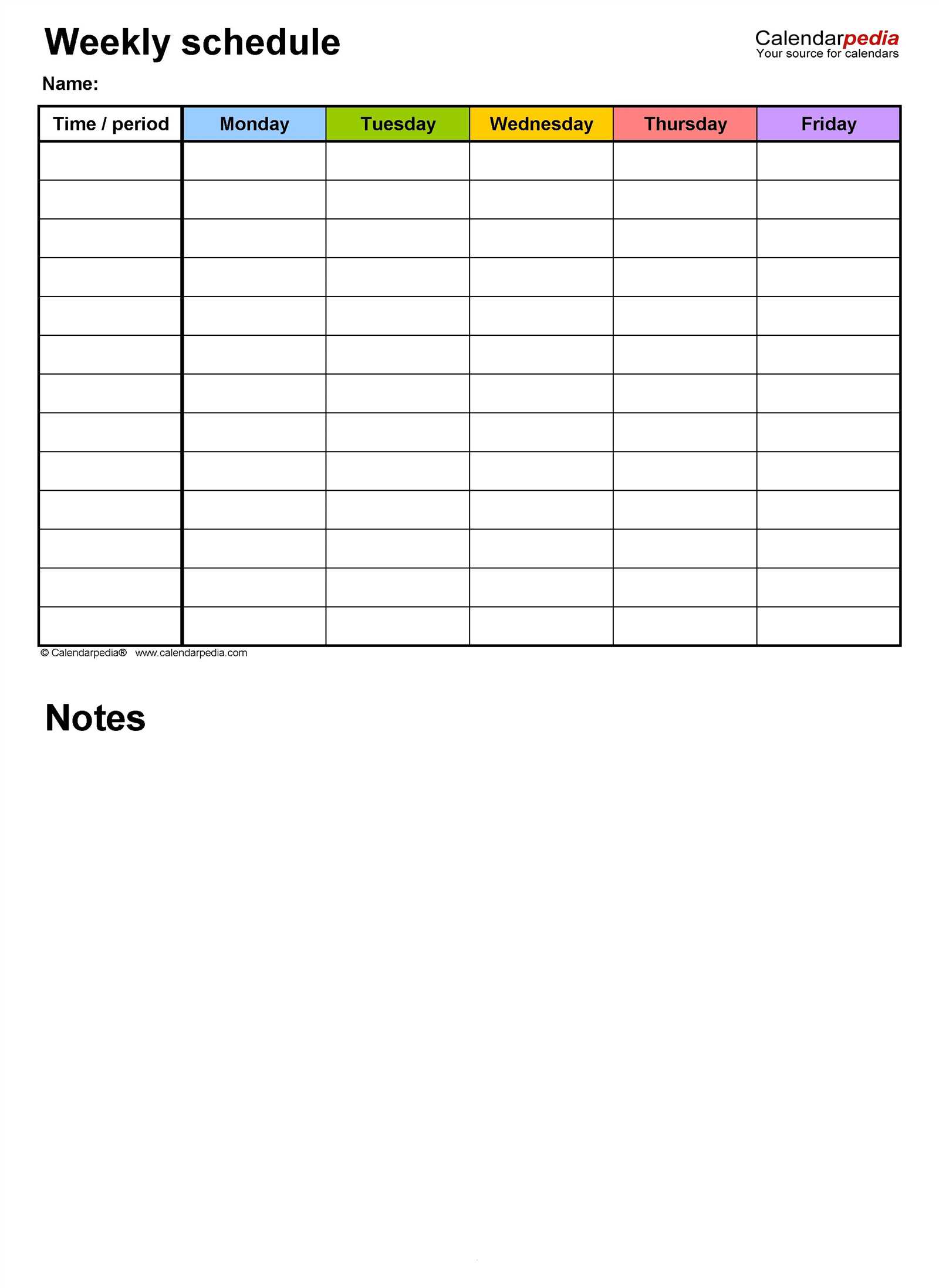 event schedule calendar template