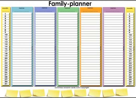 family activity calendar template