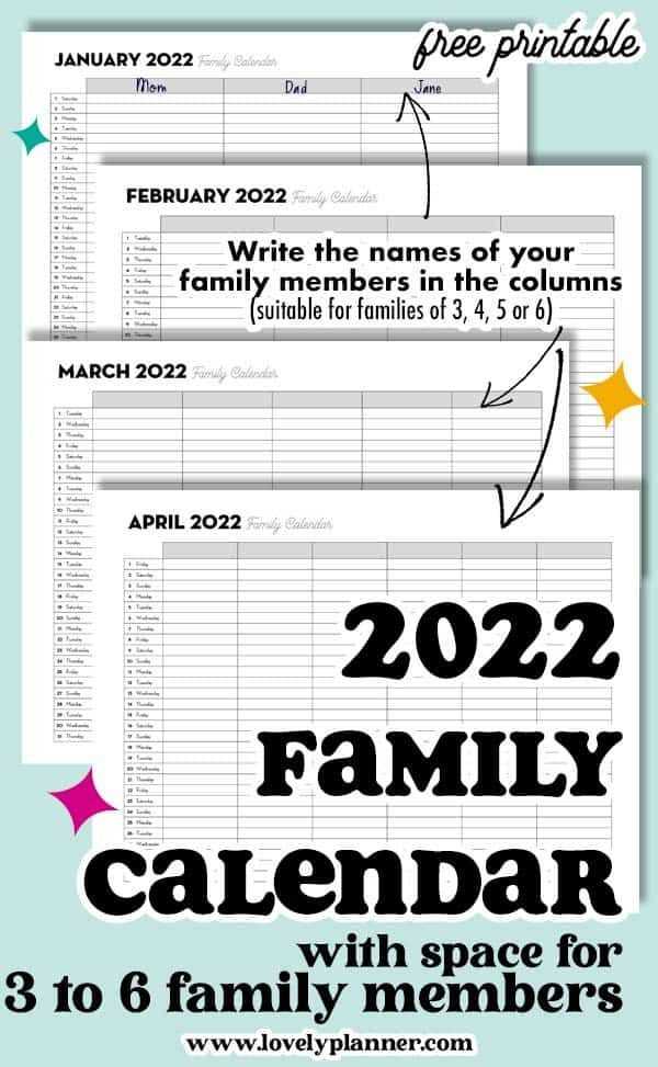 family calendar template