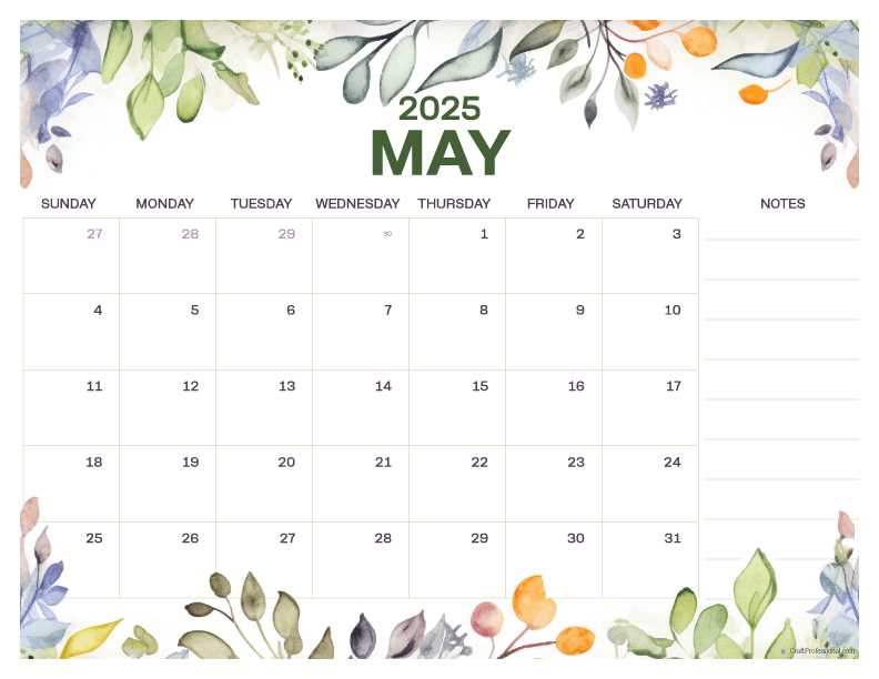 fillable calendar template may 2025