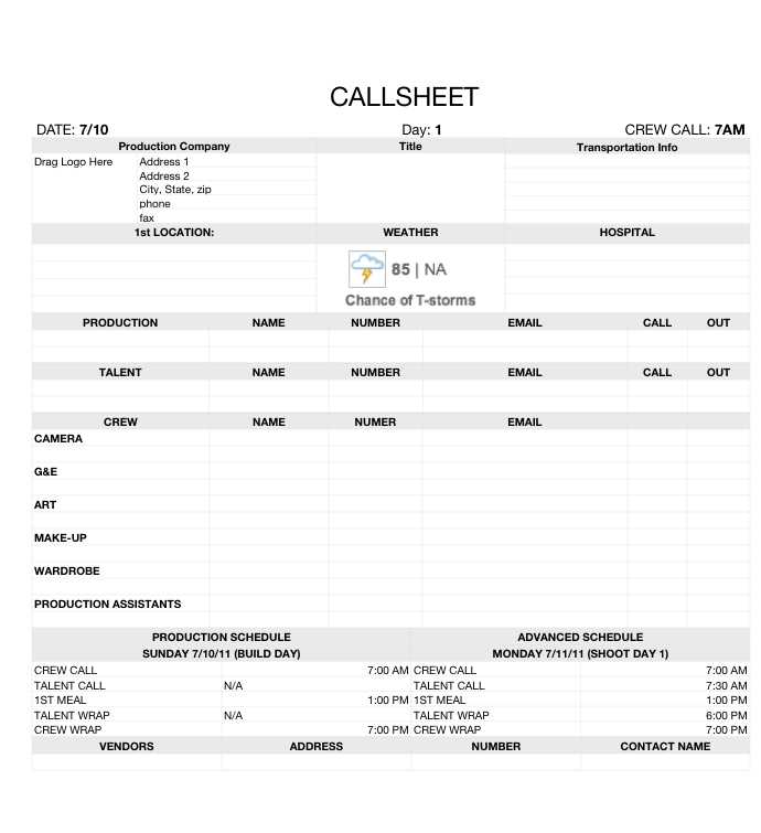 film production calendar template