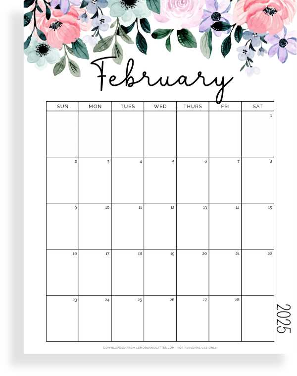 flower calendar template