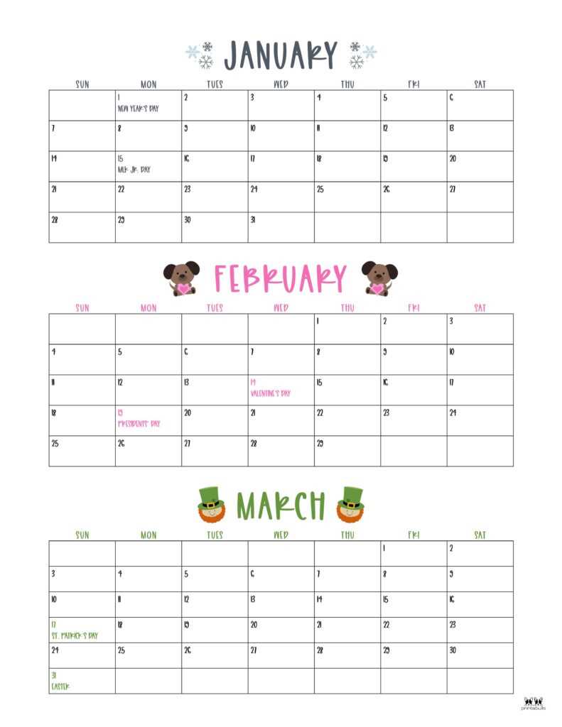 free 3 month calendar template