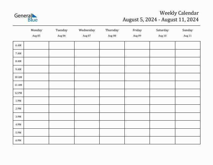 free 5 day calendar template