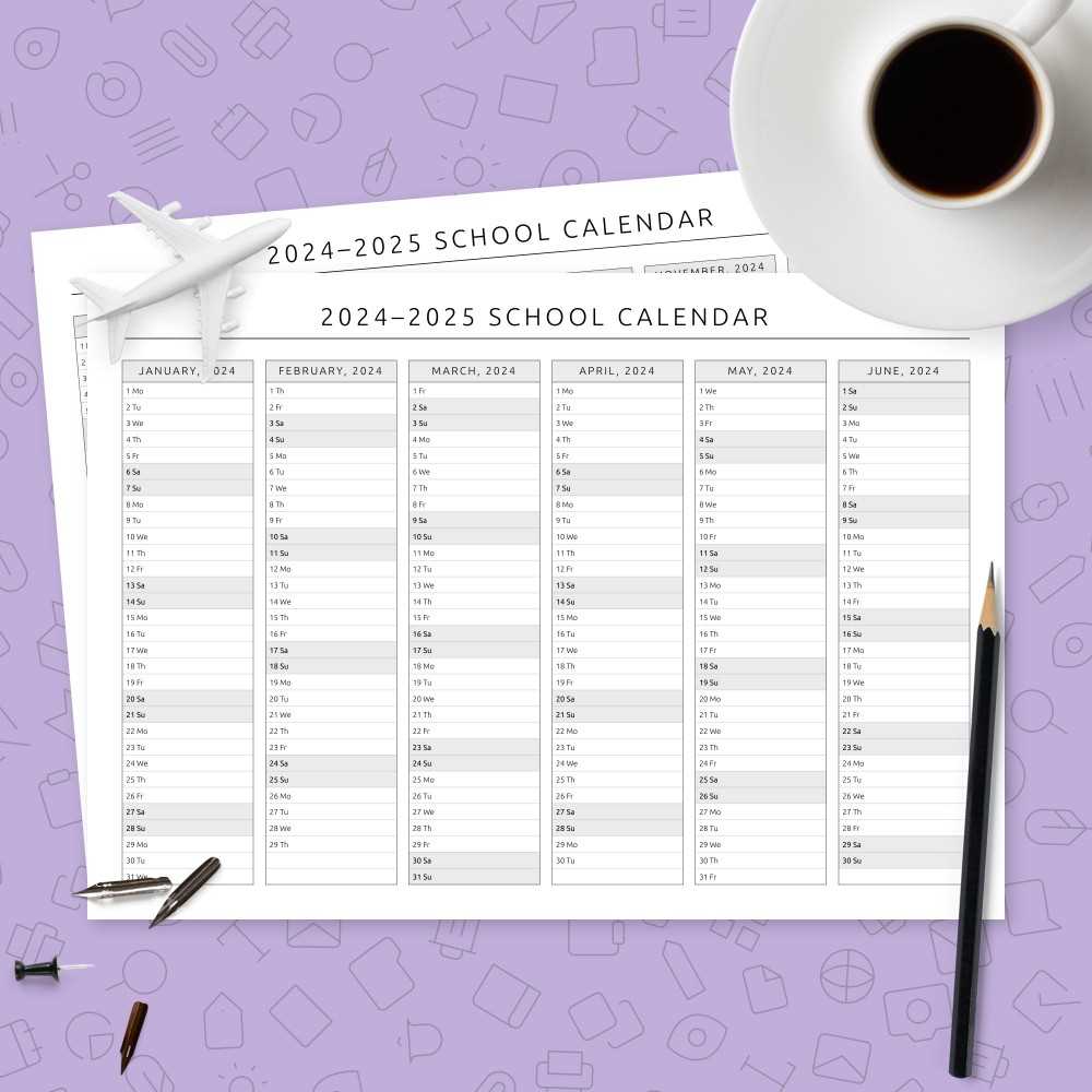 free academic calendar template 2025