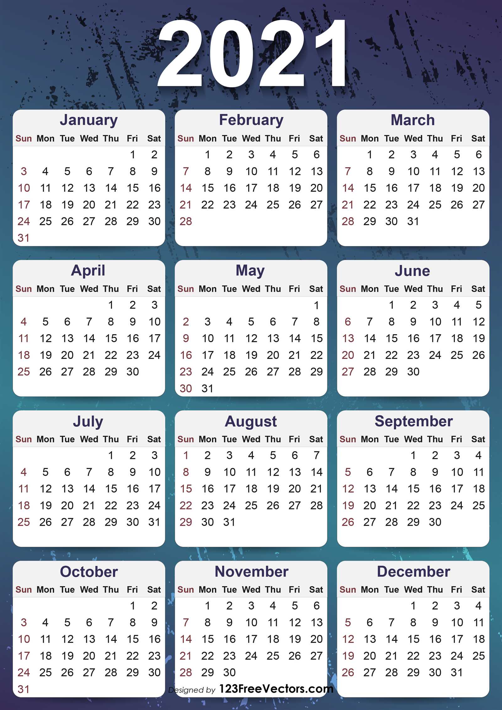 free annual calendar template