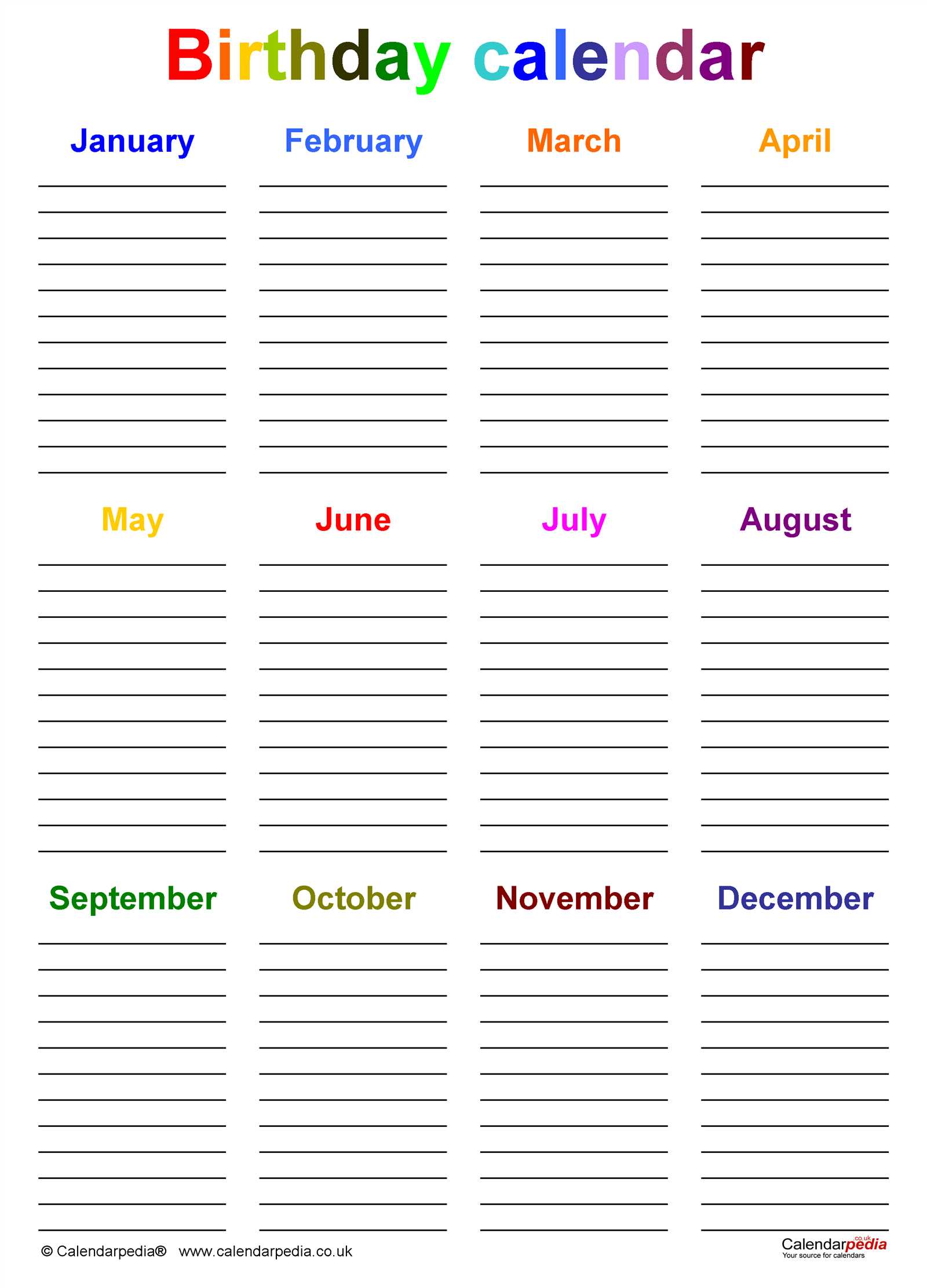 free birthday and anniversary calendar template