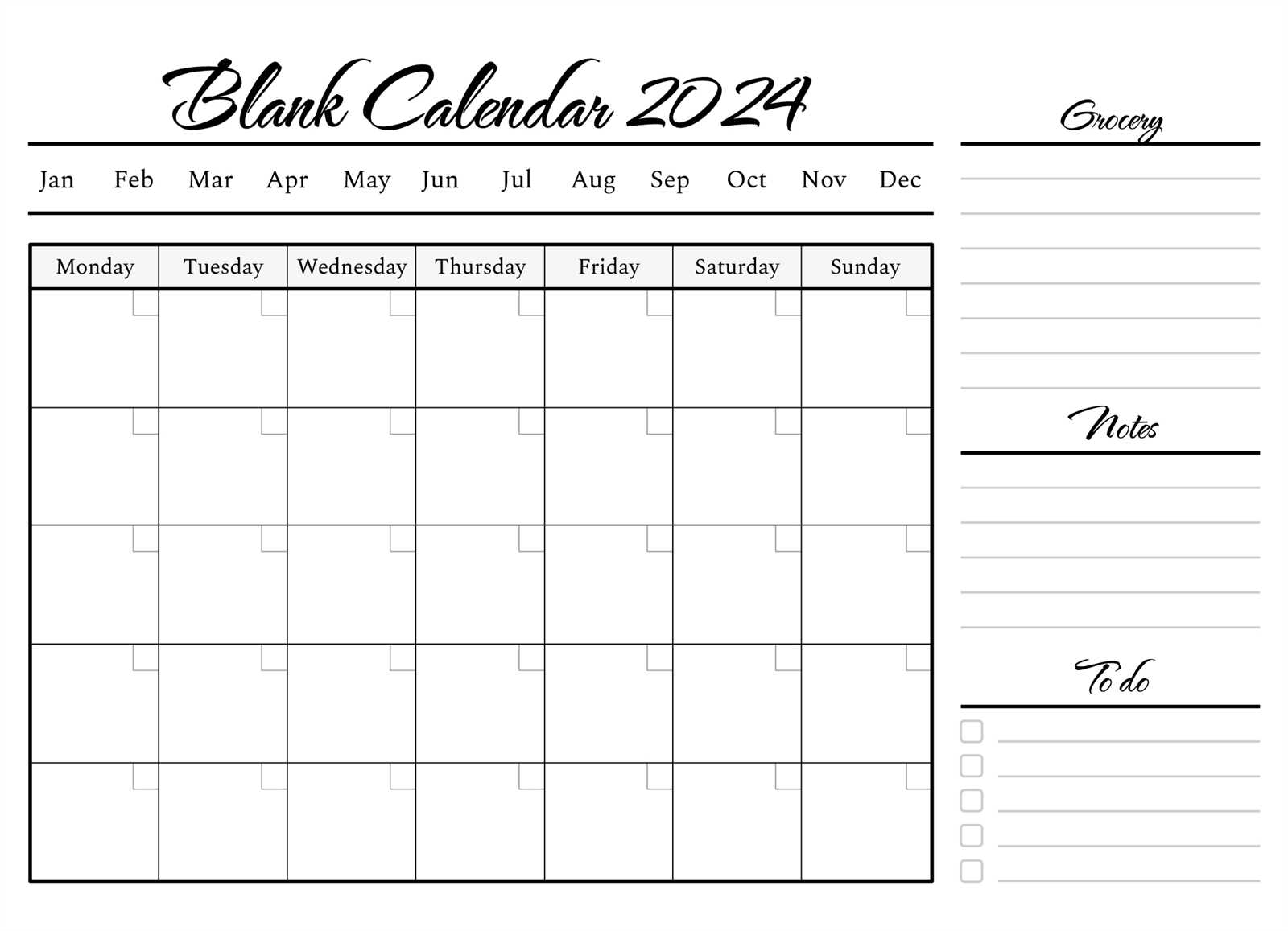 free blank printable calendar templates