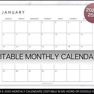 free calendar editable template 2025