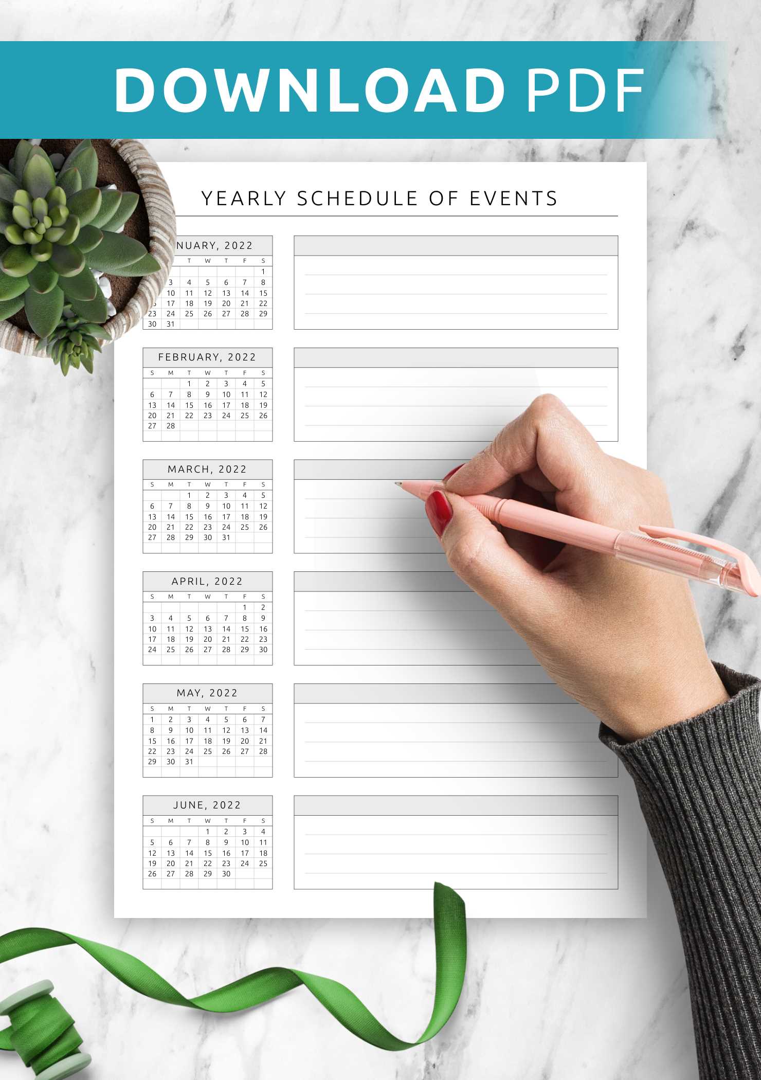 free calendar of events template