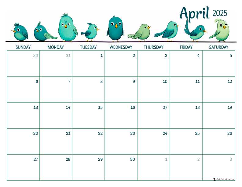 free calendar template april 2025