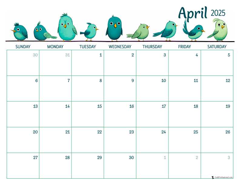 free calendar template april 2026