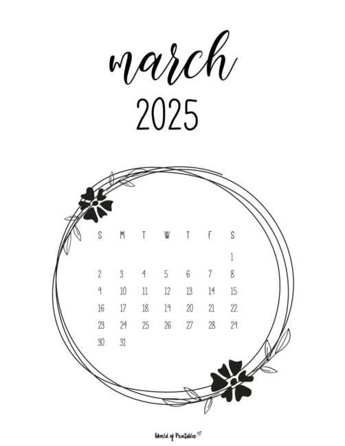 free calendar template march 2025