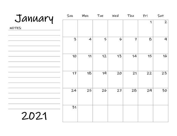 free calendar template printable