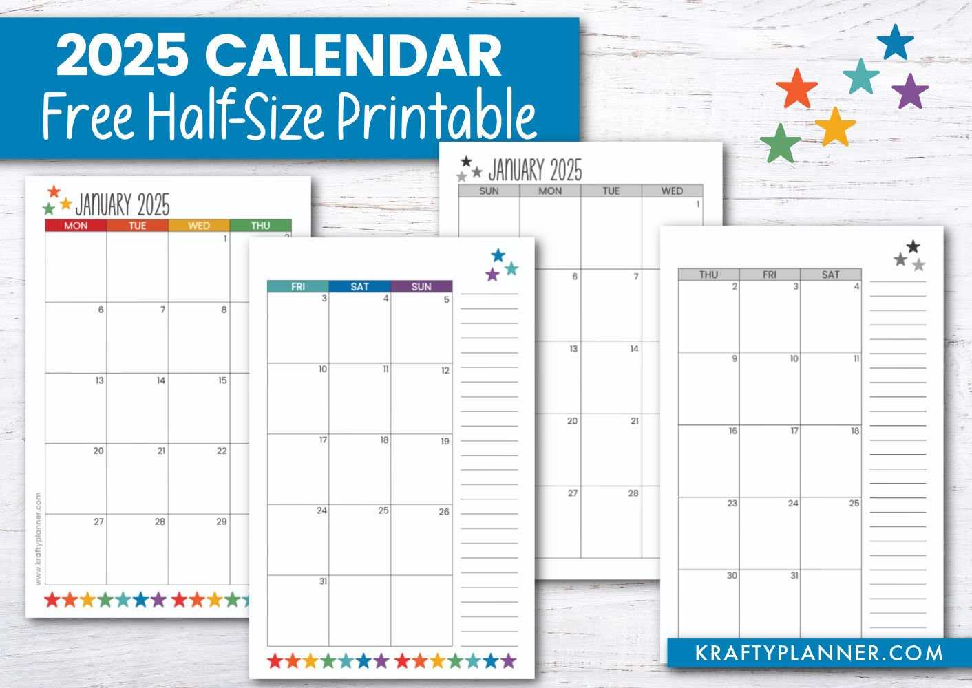 free calendar templates for 2025