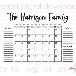 free cricut calendar templates