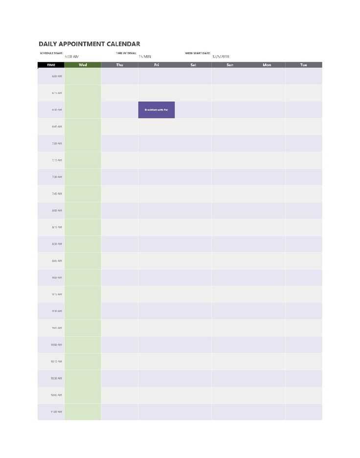 free daily appointment calendar template