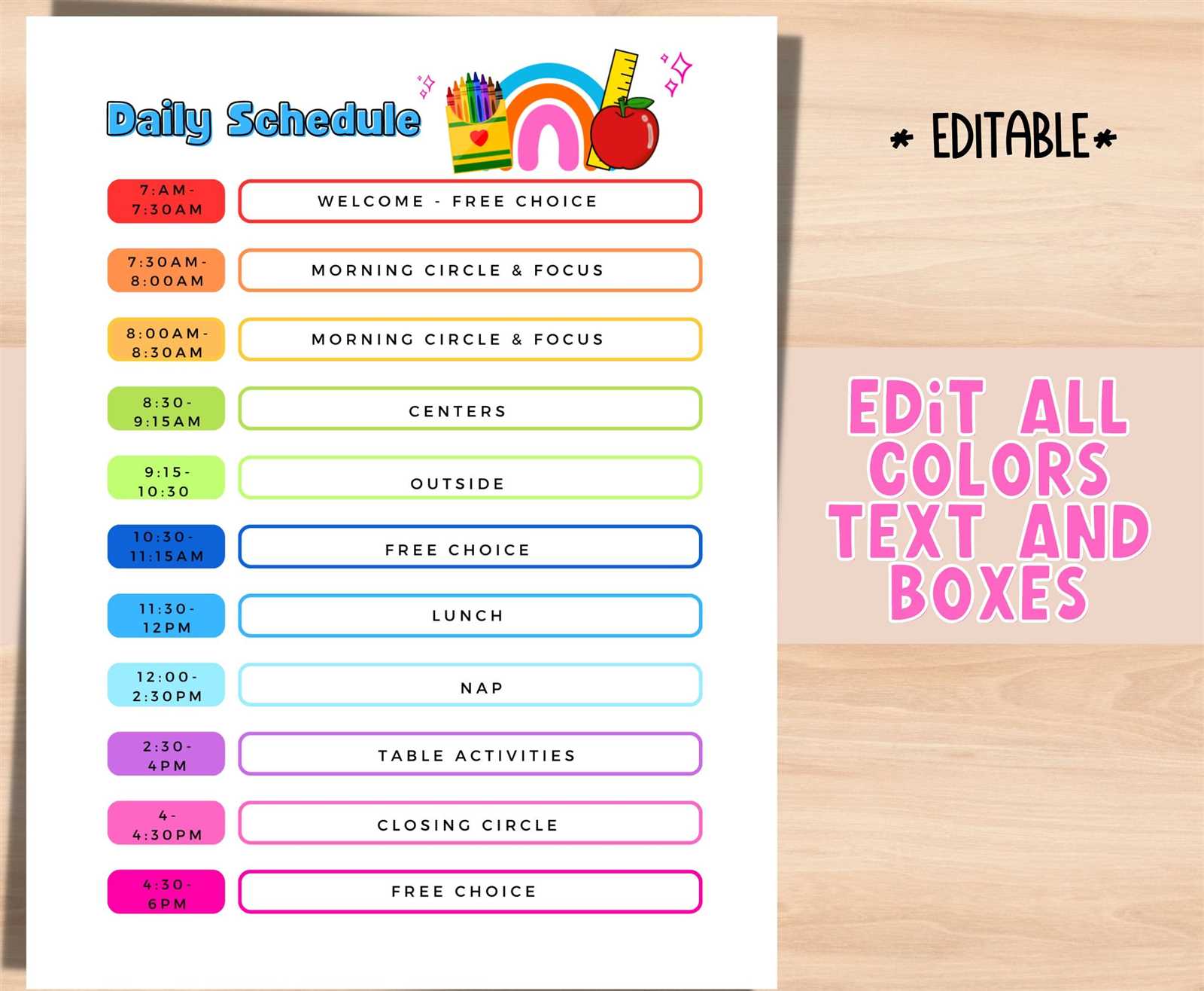 free daycare calendar template