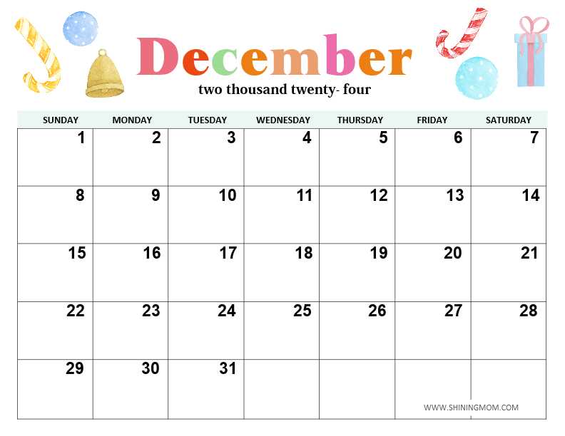 free december calendar template 2025