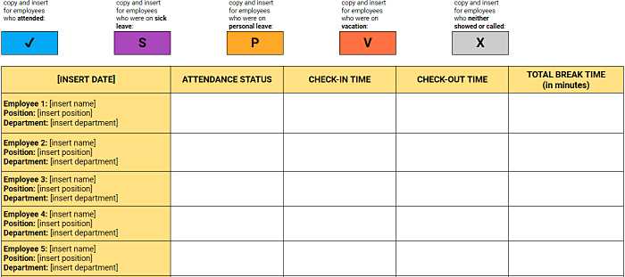 free employee attendance calendar template