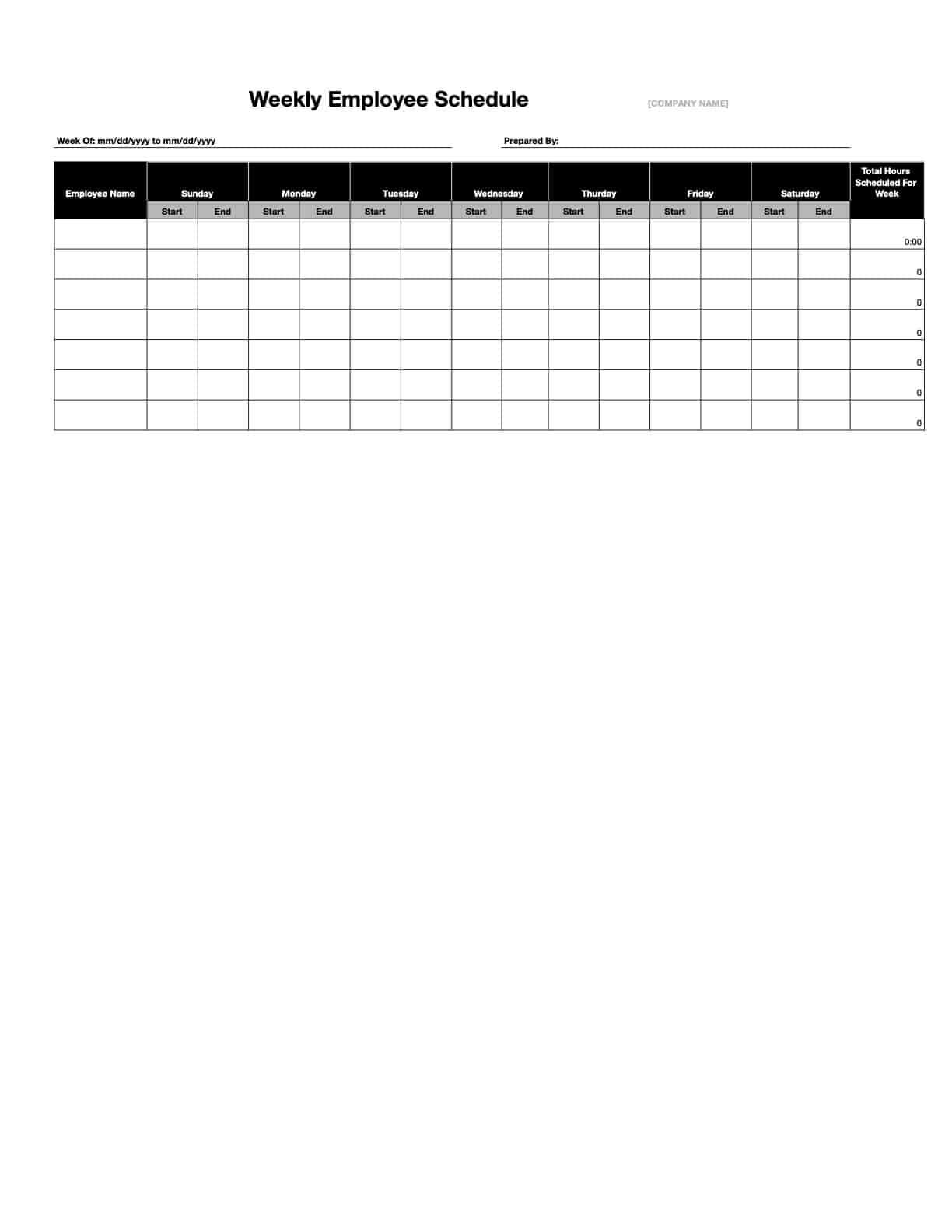 free employee scheduling calendar template