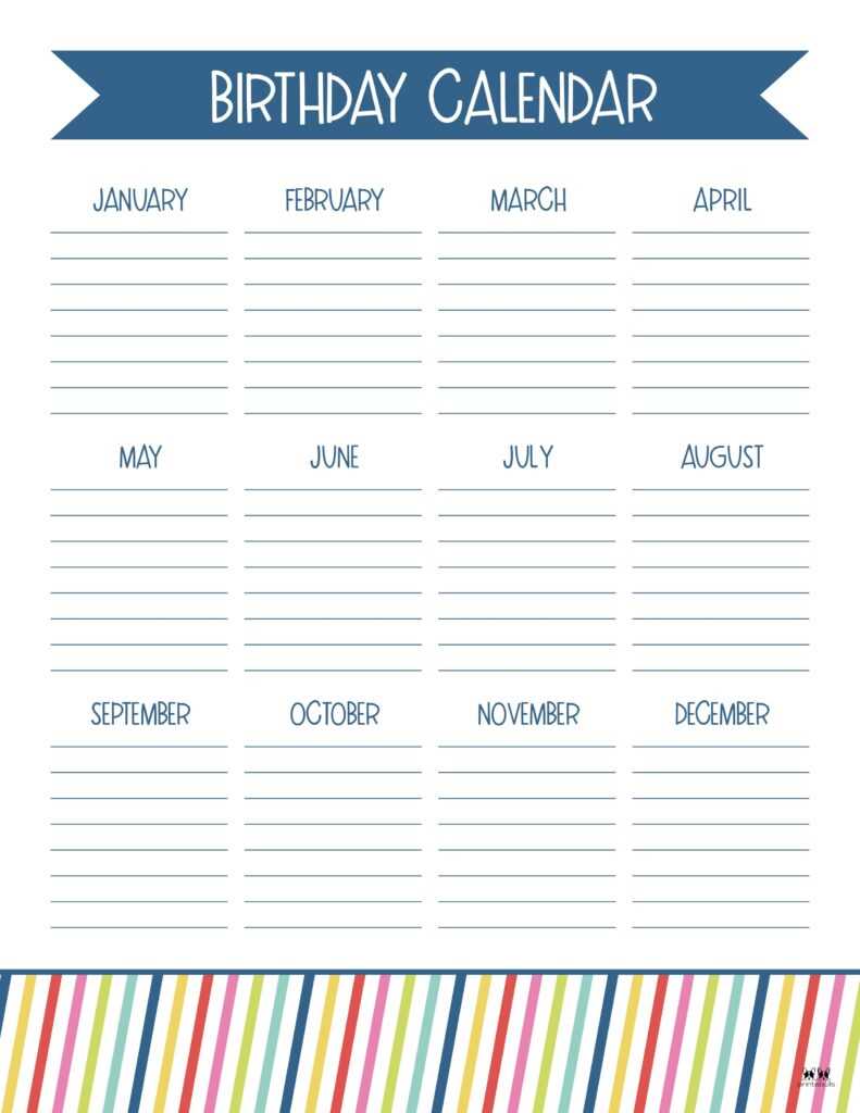 free family birthday calendar template