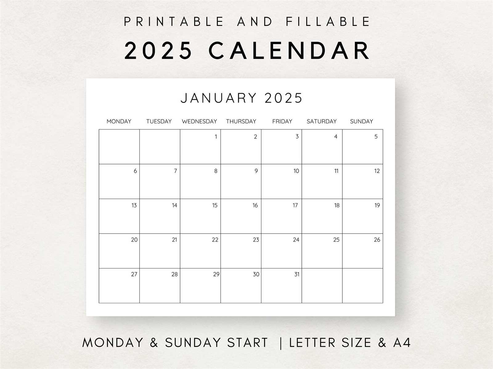 free fillable calendar template 2025