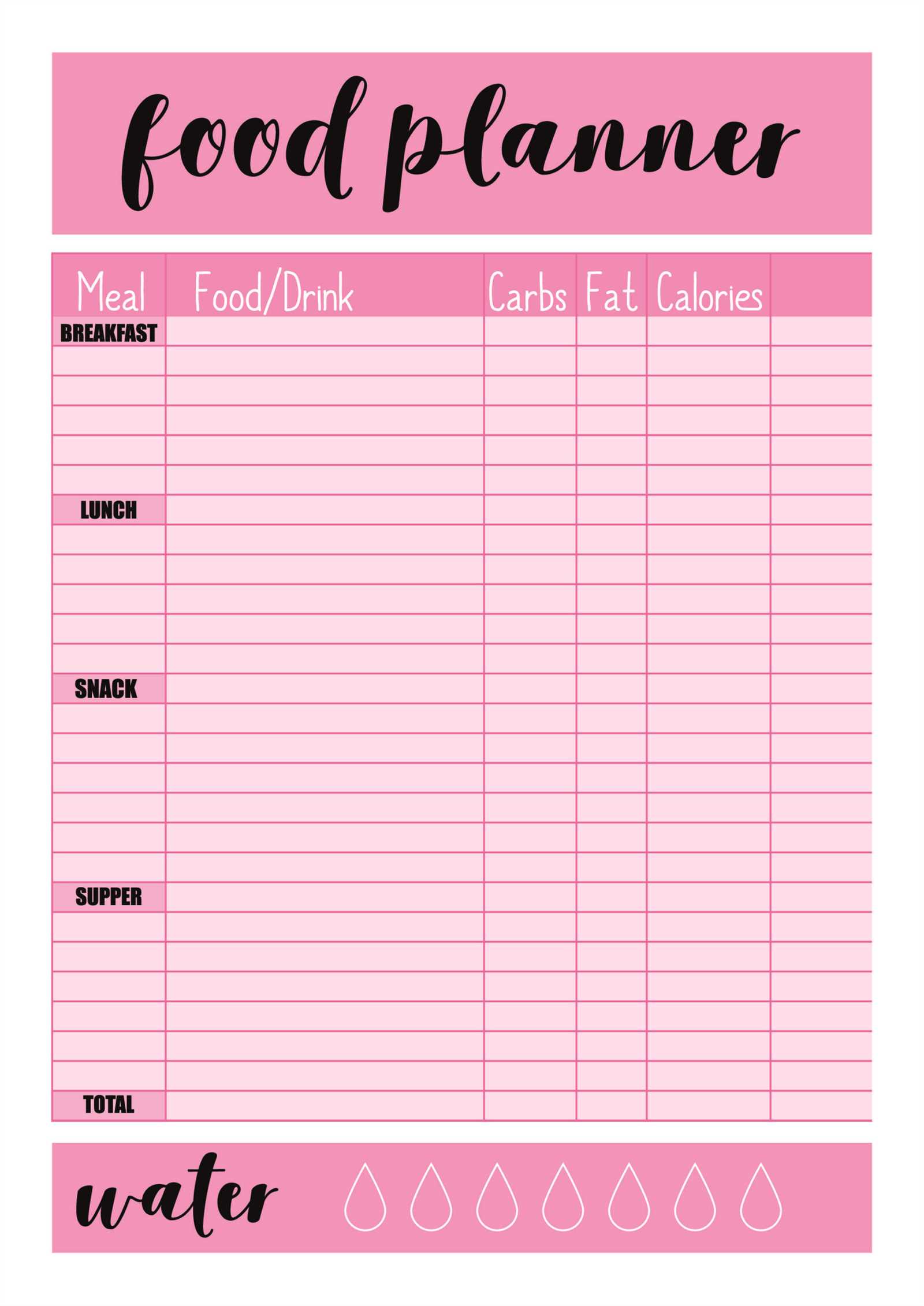 free food calendar template