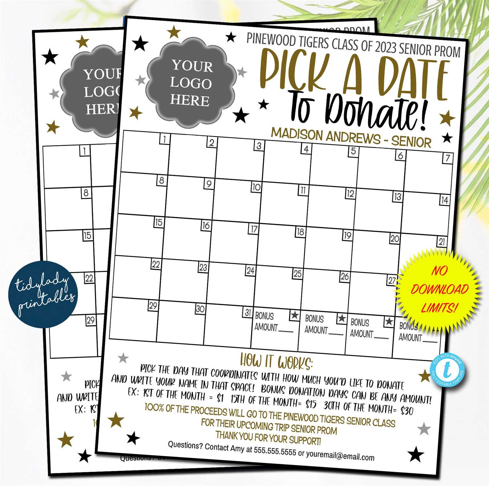 free fundraiser calendar template