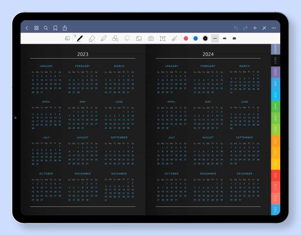 free goodnotes calendar template 2025