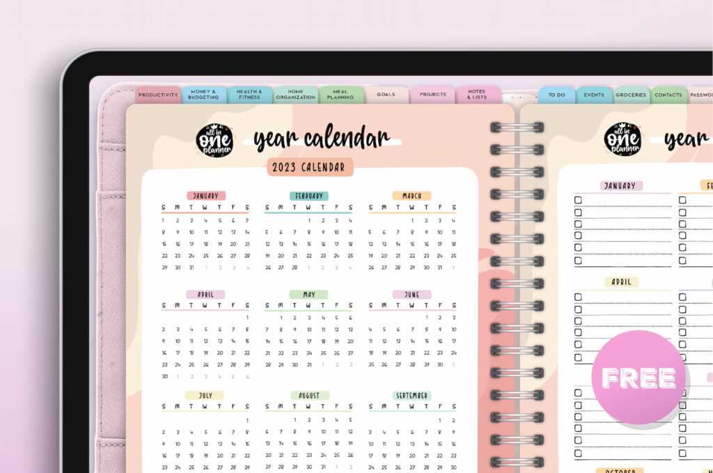 free goodnotes calendar template 2025