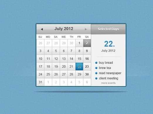 free html calendar template for website