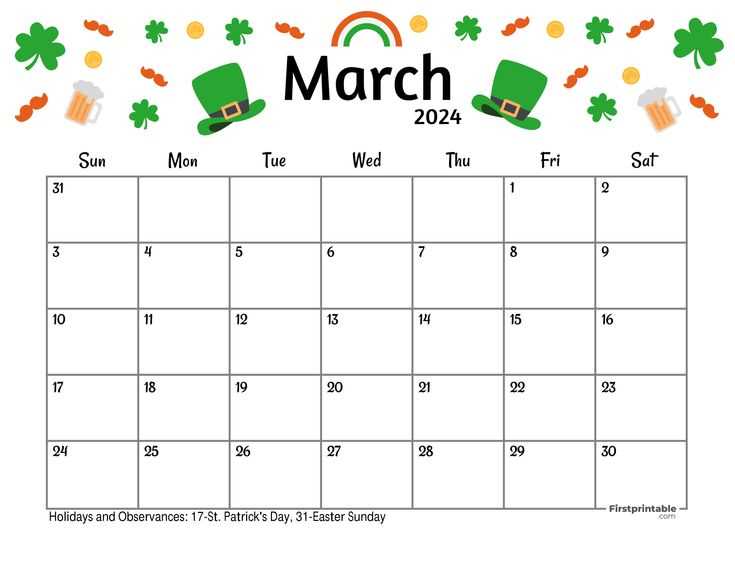 free march calendar template