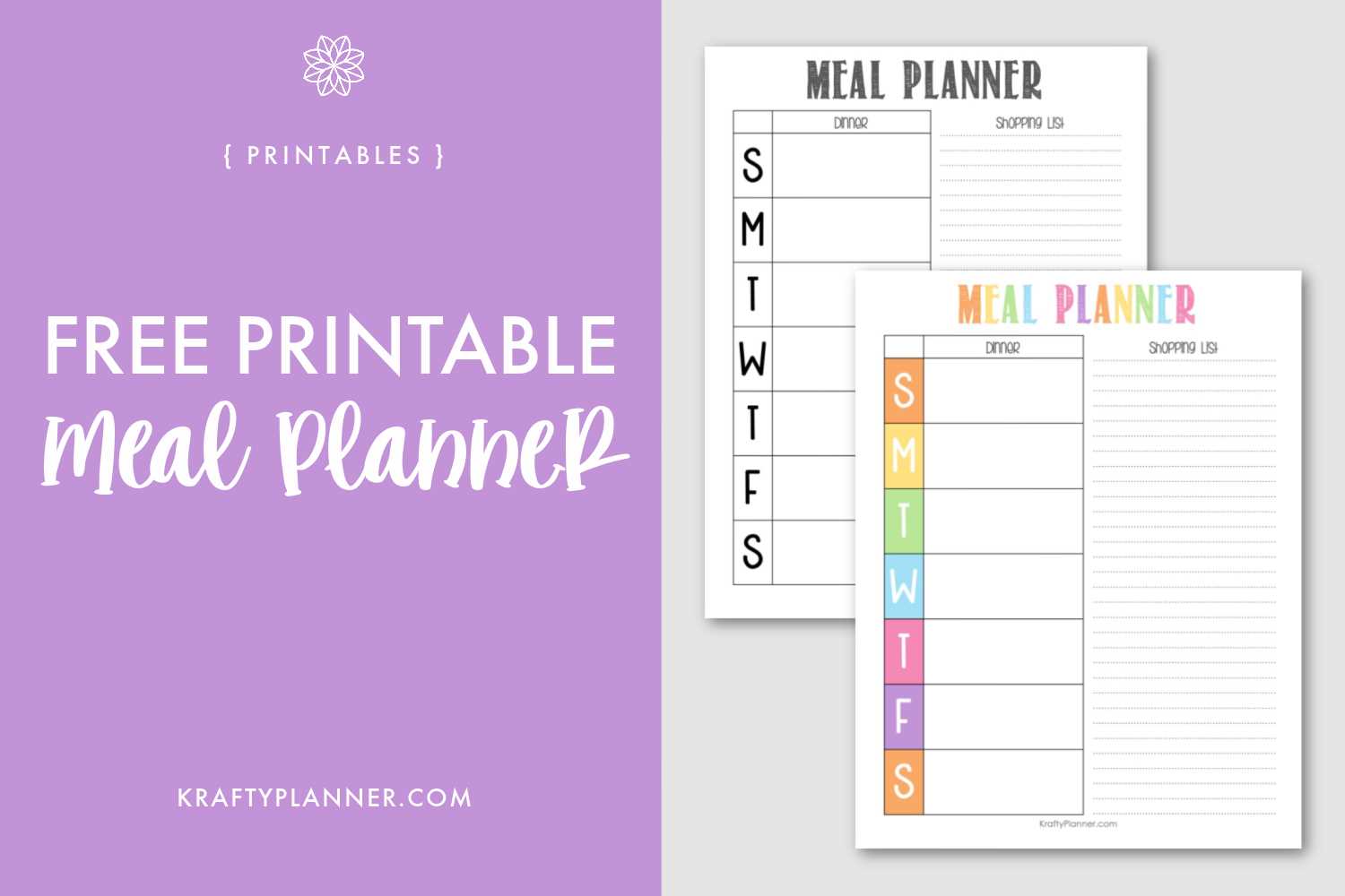 free meal calendar template