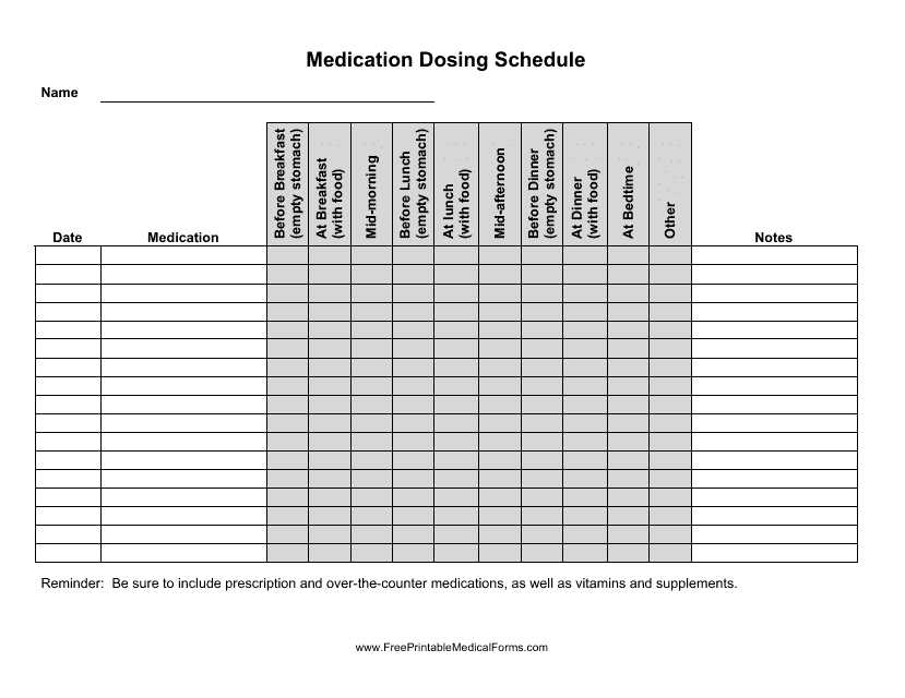 free medication calendar template