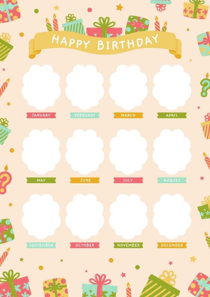 free monthly birthday calendar template