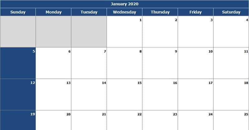 free monthly calendar template