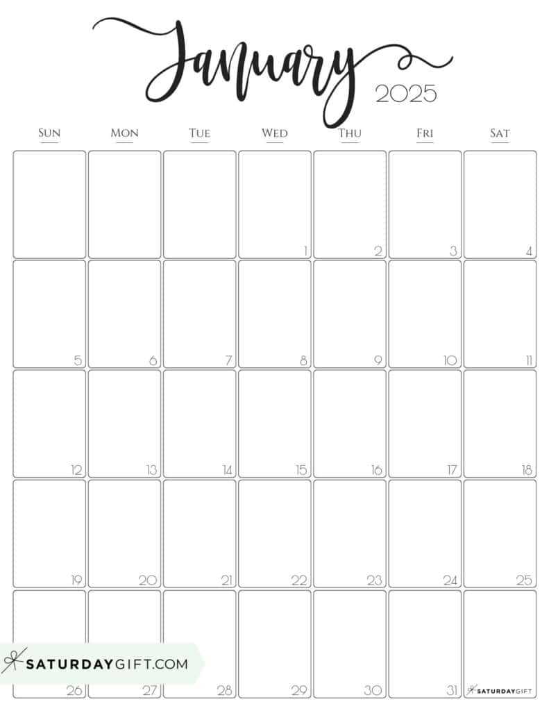 free monthly calendar templates 2025