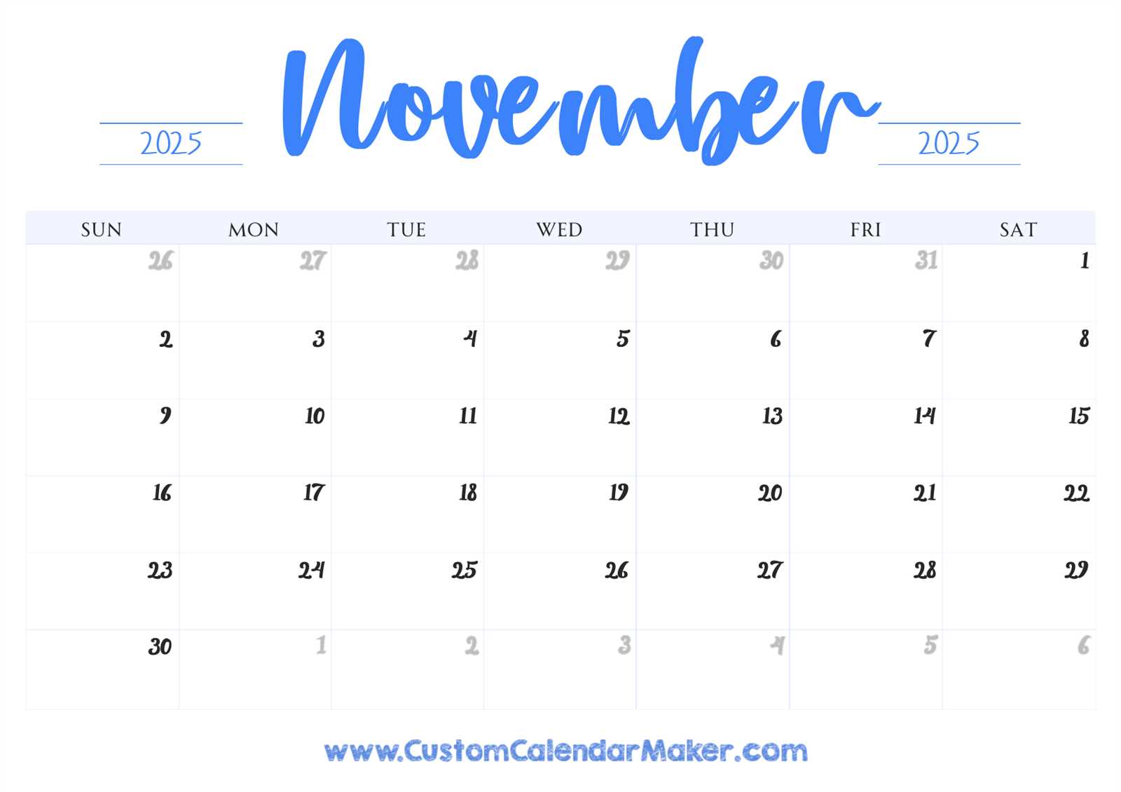 free november 2025 calendar template