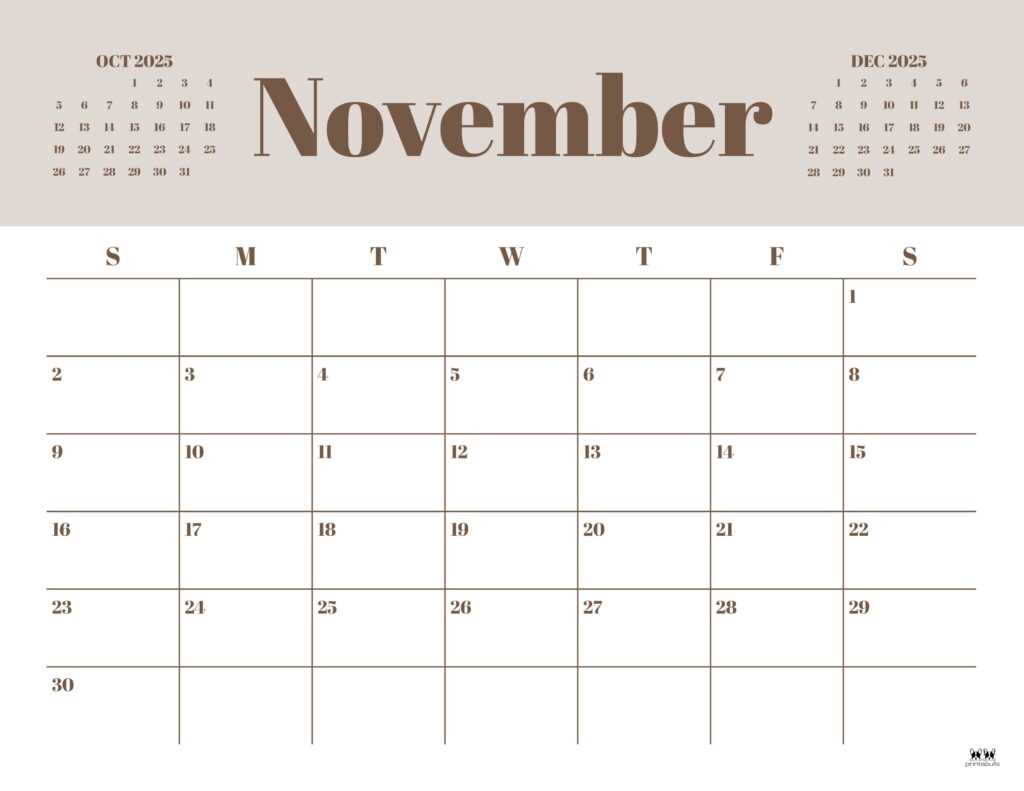 free november calendar template 2025